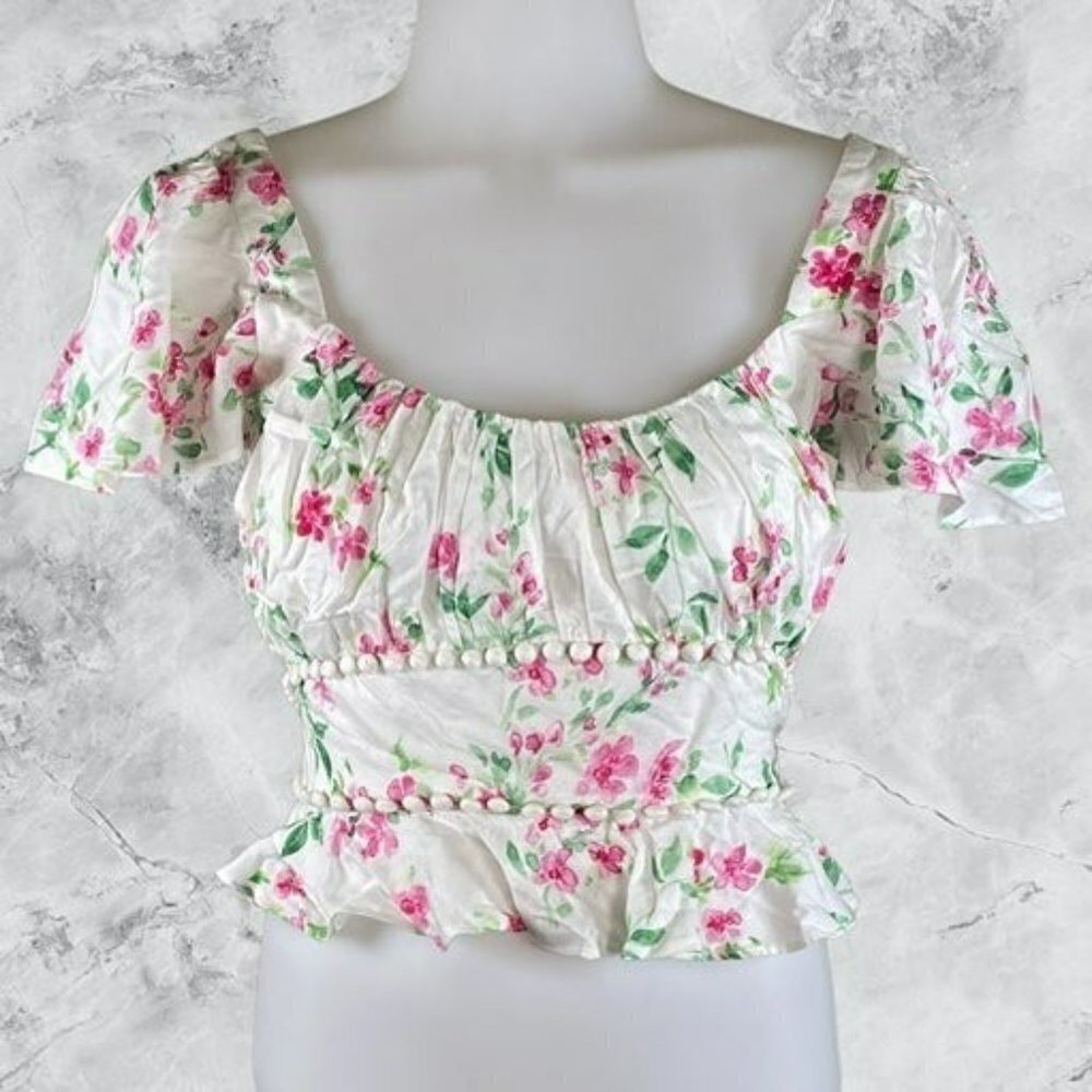 MAJORELLE Lakeland Floral Crop Top - White Raspberry - Picture 5 of 8